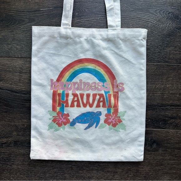 Happiness is Hawaii Tote Bag Cotton Canvas - Picture 4 of 5